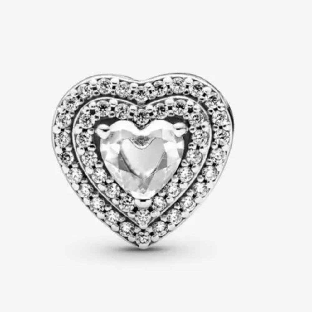 Pandora. Sparkling Leveled, Heart Charm.